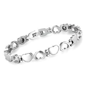 Womens Heart Shaped Solid & Hollow Heart Bracelet